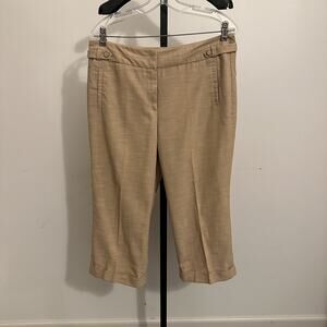 Khaki Larry Levine Cotton Capri Pants With Enamel Buttons Sz 12